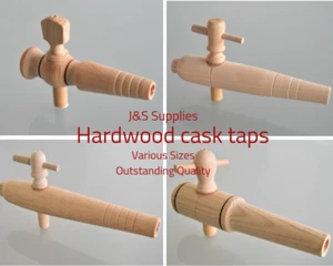 Wooden Cask Taps Water Butt Hardwood Barrel Tap Wood Cask Ale 2,3,6,7,8,10 Inch - Picture 1 of 27