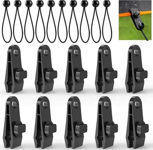 20 PCS Tarp Clips with Ball Bungee Cords 6 Inch,Tarp Clamps Heavy Duty Lock Grip - Picture 1 of 7
