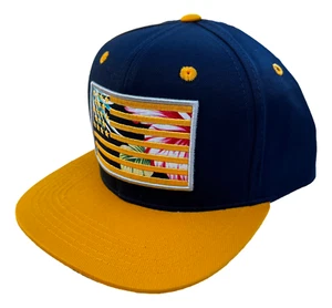 Hawaiian Floral Print USA FLAG Flat Bill Snapback Cap Hat - Picture 1 of 4