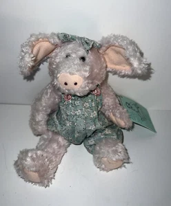 Boyds Pink PIG KAITLIN OVERALLS 8" Plush STUFFED 1985 TAG Karolyn Spring Vintage - Picture 1 of 7