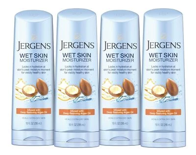 Crema hidratante para piel húmeda Jergens 40 fl oz aceite de argán restaurador en loción de ducha Foto 1 de 4