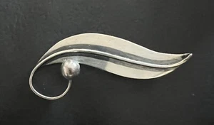 Artesian Taxco Delfino Sterling Silver Leaf Pin Brooch Modernist Mexico Jewelry - Picture 1 of 4