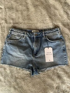 Womens Jack Wills high waisted denim shorts size 14 (Large) NEW - Picture 1 of 7