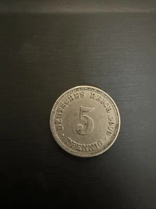 1909 A German 5 Pfennig Coin, Wilhelm II Copper Nickel - Picture 1 of 2