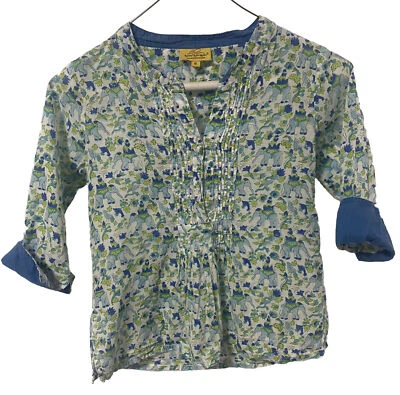 Blusa Top Roberta Roller Rabbit Niñas Azul Verde Elefante Algodón Talla 8 Foto 1 de 4