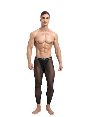 Men's Compression Shorts Training Baselayer Tights Seamless Sheer Half Pants - Image 1 of 2