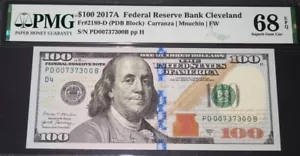 $100 2017A Cleveland FRN. SUPER GEM. TOP POP NOTE. LOW DIGITS. PMG 68 EPQ - Picture 1 of 2