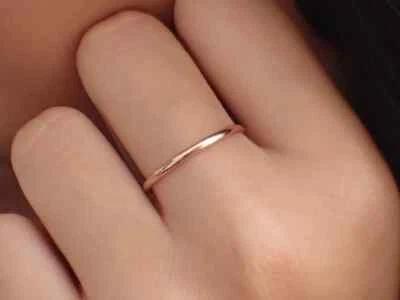 1.5 mm Thin Plain Dainty Classic Dome Wedding Band Ring In 14K Rose Gold Plated - Image 1 of 4