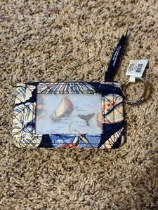 New NWT Vera Bradley MORNING SHELLS Zip ID Case Blue - Bild 1 von 2