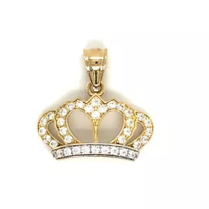 14K Crown CZ Pendant - Picture 1 of 1