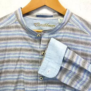 CaribbeanMen's Linen Blend Shirt Band Collar Beachwear Island Life Sz XLT - Picture 1 of 10