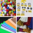 Kid school Pipe Cleaner Sticks Pompoms Eyes Craft papers Chenille Decoration 