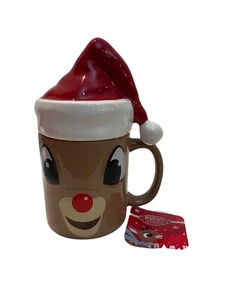 Reindeer Rudolph 7.5” Tall Christmas Santa Hat Mug NWT - Picture 1 of 8