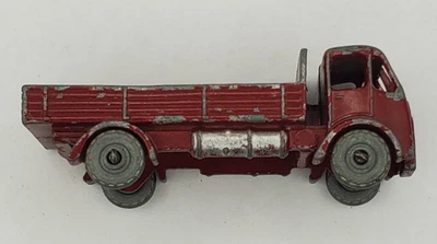 Vintage 50s Matchbox Lesney No 20 ERF Stake Truck w Gray Wheels and Silver Tanks - Image 1 of 4