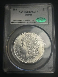 1889 Morgan Silber Dollar CAC UNC Details gereinigt - Bild 1 von 2