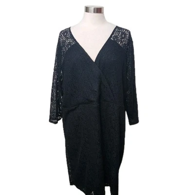 Vestido para mujer Lane Bryant talla 28 negro forrado de encaje cuello en V cintura imperio transparente Slv  Foto 1 de 4