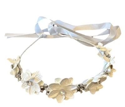 Flower Girl Headband With Ribbons {B} - Image 1 of 4