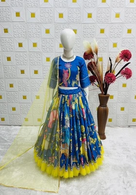 Vestido de diseñador listo para usar niños niñas lehenga choli fiesta ropa eid indias niñas Foto 1 de 4