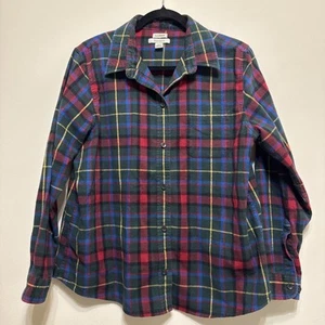 LL BEAN Petites PL Plaid 100% Cotton Button Up Shirt Relaxed Fit 279326 GUC - Picture 1 of 8