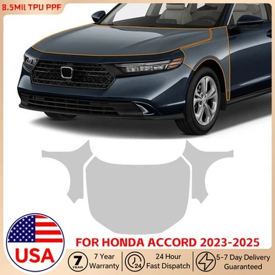 For Honda Accord 2023-2025 Hood Fender PreCut Paint Protection Film Clear PPF - Image 1 of 4