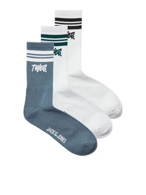 Pack de 3 calcetines deportivos Jack & Jones JACTWES - blancos/azules (talla 7-11) Foto 1 de 4