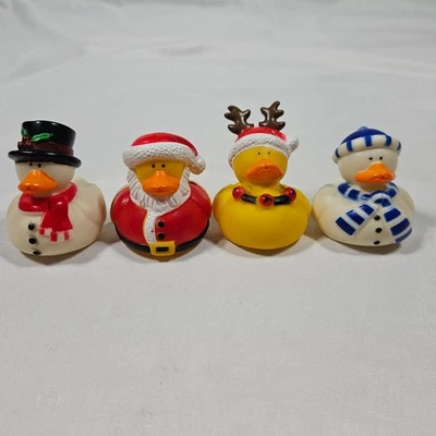 Lote 4 Patos de Goma de Navidad Frosty el Muñeco de Nieve, Papá Noel, Reno, Muñeco de Nieve Foto 1 de 4