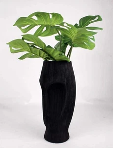 Vase in Keramik Form Moai Kopf geformt Osterinseln schwarz Dekoration - Bild 1 von 4