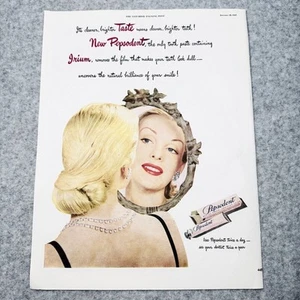 1947 Pepsodent Toothpaste with Irium Blonde Woman Vintage Color Print Ad - Picture 1 of 1