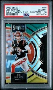 Joe Burrow 2023 Select Troquelado Verde y Amarillo Prizm PSA 10 GEMA COMO NUEVO Bengals 165 - Imagen 1 de 2
