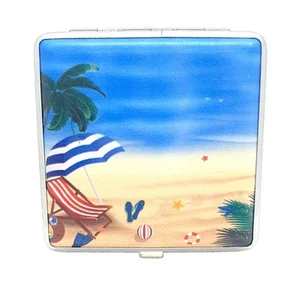 Estuche para cigarrillos RYO Beach Design con marco plateado de cuero PU tamaño king - Imagen 1 de 5