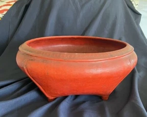 Antique Burmese Red Lacquer Offering Bowl 19" Dia x 9" High Lacquer over rattan - Picture 1 of 4