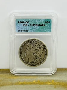 ICG 1889 CC Morgan Silver Dollar F12 Details Scratched - Picture 1 of 2