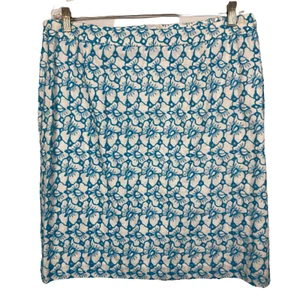 NWT Talbots Skirt Womens Sz 16W White Blue Linen Floral Embroidered Eyelet - Picture 1 of 12