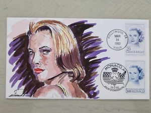 Scott # 2749 Grace Kelly Erstausgabe handbemalt von Wild Horse Cachets - Bild 1 von 2