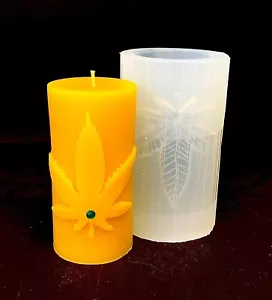 Silikon Säule Kerzenform Marijuanna Topfblatt hausgemachtes Putzharz - Bild 1 von 11