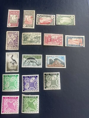 Franqueo de Níger 1922-1962, cuotas de envío, impuesto de cifra 16 estampillas, F-VF Foto 1 de 4