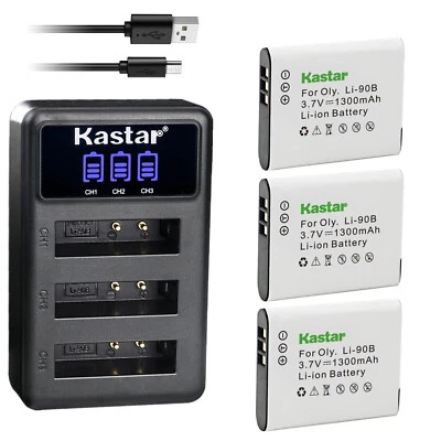 Batería Kastar 3 LI-90B LI-92B + Cargador para Olympus SP-100 SH-60 SH-50 iHS SH-1 Foto 1 de 4