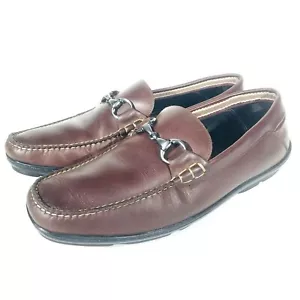 J&M Johnston & Murphy Mens Loafer Slip on Brown Leather Nickle Horsebit Size 9M - Picture 1 of 8