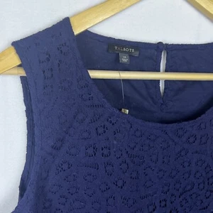 Tank top Talbots senza maniche pizzo blu cerniera misto cotone nuova con etichette donna taglia 14 - Foto 1 di 8