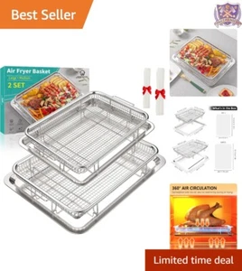 Air Fryer Basket Set Stainless Steel 2 Sizes Non-stick Easy Clean for Healthy... - Picture 1 of 9