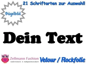 Velour Text Bügelbild ★ Name ★ Wunschtext ★ 10cm zum Aufbügeln 21 Schriftarten - Bild 1 von 3