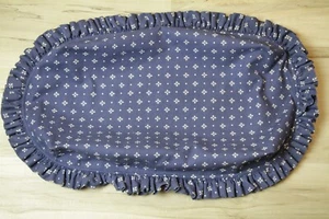 90s Vintage Longaberger Navy Classic Blue White Flower Cloth Bread Basket Liner - Picture 1 of 6