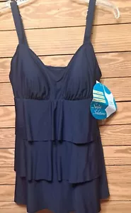 SWIM SOLUTIONS SWIM DRESS TUMMY AND THIGH MINIMIZER BUST SUPPORT SIZE 12 NWT - Picture 1 of 5