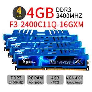 G.Skill Ripjaws 16GB Kit 4x 4GB DDR3 OC 2400MHz PC3-19200U 240Pin Desktop Memory - Picture 1 of 7