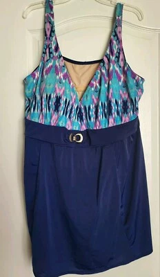 Traje de baño Jaclyn Smith vestido sobre traje 26W detalle de cinturón sintético acolchado ligero  Foto 1 de 4