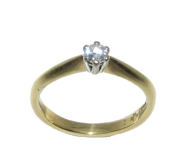 Bague Solitaire En Diamant En Or Jaune 18 Carats Pour Femmes Taille UK L 1/2 - Photo 1/4