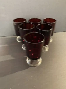 Vintage Luminarc Arcoroc Ruby Red Cavalier 5" Wine Glasses France Set of 6 - Picture 1 of 6