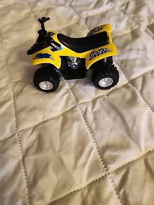 3.5" KINSFUN SMART ATV FOUR-WHEELER DIECAST MODEL TOY CAR OFF ROAD QUAD YELLOW - Image 1 of 4