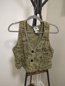 TOM TOM LINEN Vest BROWN BOHO STYLE SIZE Sm - Imagen 1 de 4