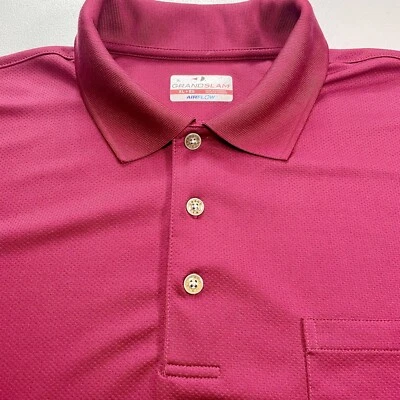Grand Slam XL Golf Polo Shirt Men's Air Flow Breathable Fuschia Pink Pocket Logo - Image 1 of 4